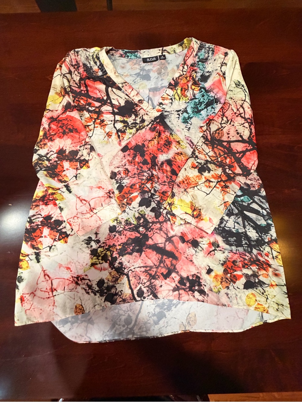 a.n.a Multicolor Abstract V-Neck Blouse